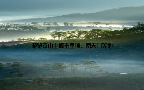 游览泰山主峰玉皇顶、南天门等地